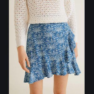 MANGO Floral Ruffle Skirt Sz Small